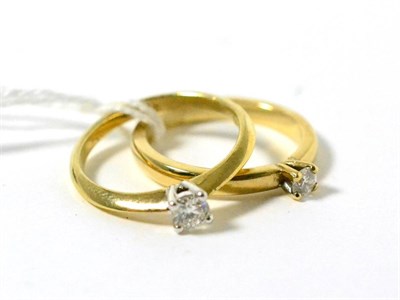 Lot 40 - Two 9ct gold diamond solitaire rings