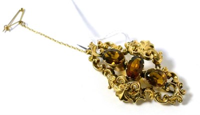 Lot 52 - A Victorian citrine set brooch