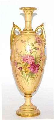 Lot 57 - A Royal Worcester blush ivory twin handled vase, shape 1836
