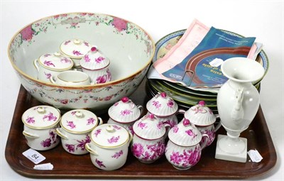 Lot 84 - An early 19th century hand painted dessert service together with a Chinese export bowl, a pair...