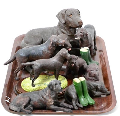 Lot 86 - Border Fine Arts Chocolate Labrador Models 'Labrador Family', model No. B0730C, limited edition...
