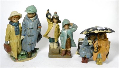 Lot 94 - Three Lladro groups ";Ahoy There"; 12173, ";Off to School"; 12242 and ";Snowy Sunday"; 12228...