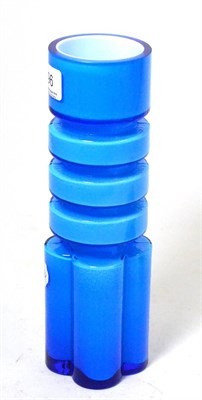 Lot 96 - An Alsterfors glass vase by Per-Olof Strom, blue cased white ripple ring neck