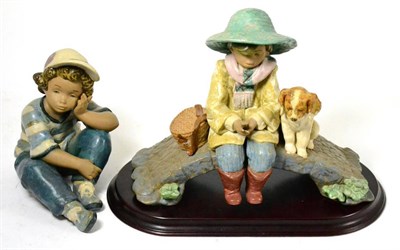 Lot 110 - Two Lladro groups ";Long Day"; 12209 and ";The Old Fishing Hole"; 12237 (boxed)