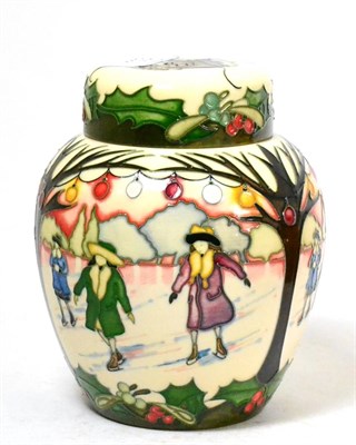 Lot 113 - A modern Moorcroft The Skaters pattern ginger jar and cover, designed by Paul Hilditch,...