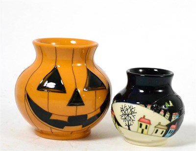 Lot 114 - A modern Moorcroft Silent Night pattern vase, designed by Paul Hilditch, 8.5cm; and a modern...