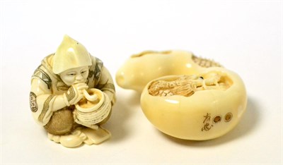 Lot 139 - Two late 19th century Japanese ivory netsuke, signed