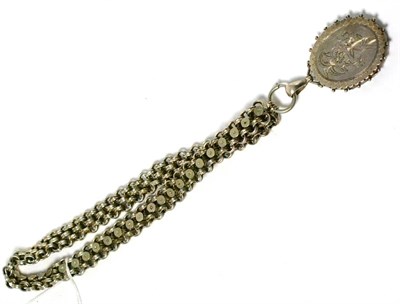 Lot 150 - A Victorian white metal locket on a heavy chain