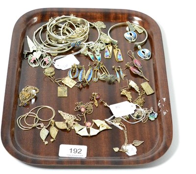 Lot 192 - Quantity of modern designer enamelled silver jewellery, including necklace and earring sets and...