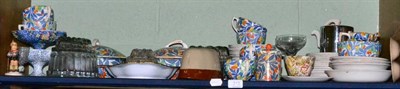 Lot 212 - A Barker Brothers 'fantasy' part dinner and tea service, glass jelly molds, a Royal Crown Derby...