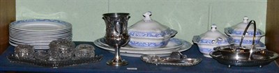 Lot 214 - Silver presentation goblet, plated wares, part dinner service etc