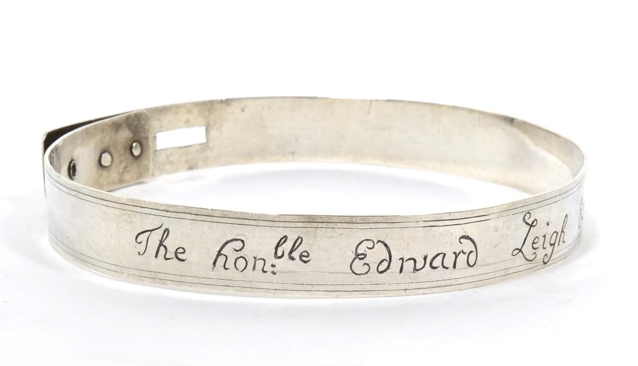 Lot 20 - A Silver Dog Collar, late 17th/early 18th century, inscribed The hon:ble Edward Leigh Esq,...