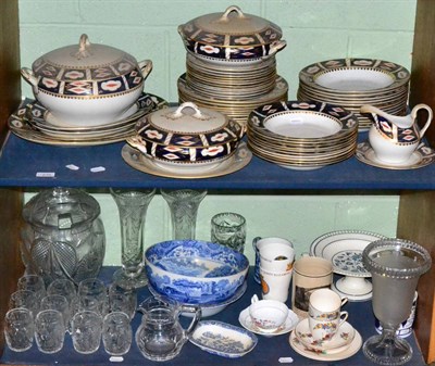 Lot 235 - A Thomas Till & sons dinner service and a cut glass punch jar and matching mugs, a Sunderland...