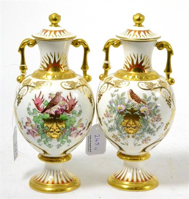 Lot 245 - A pair of Crown Derby vases and covers