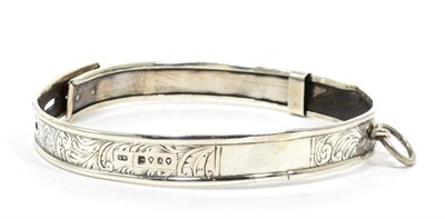 Lot 23 - A Victorian Silver Dog Collar, London 1876, with two vacant panels on a foliate engraved...