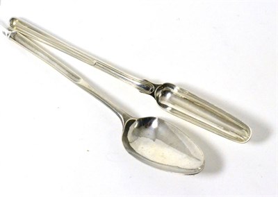 Lot 337 - A George II silver marrow spoon, maker's mark worn, London 1767, engraved with an initial, 21cm...