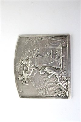 Lot 344 - A French white metal plaque, stamped Argent, to commemorate ";centenaire de la fondation de l'ecole