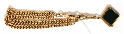 Lot 376 - A 9ct gold chain with fob