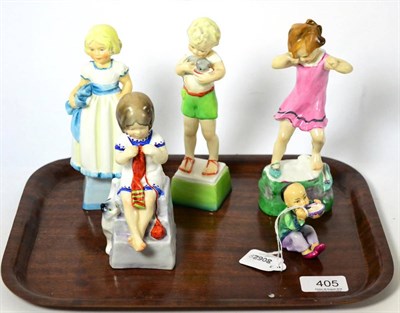 Lot 405 - Four Royal Worcester figures, Monday's child, Wednesday's child, Friday's child, Saturday's...