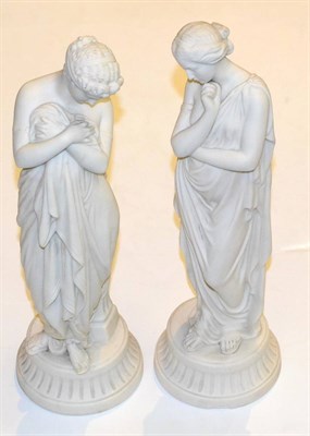 Lot 416 - A pair of Parian ware Neo-Classical figures of maidens (2)