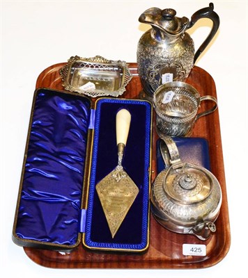 Lot 425 - A group of 19th and 20th century assorted silver including an Edwardian hot water jug,...