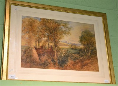 Lot 450 - A watercolour of a view in Kent depicting a cottage in forest in foreground