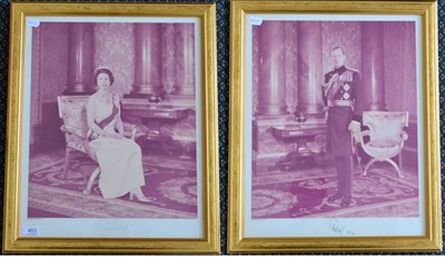 Lot 453 - A pair of signed photographs of Queen Elizabeth II and Prince Philip, both signed in the...