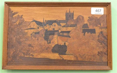 Lot 467 - Spindler marquetry panel of ";Knaresborough"