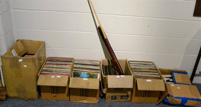 Lot 1007 - A large accumulation of rock and pop albums and twelve inch singles and two pool cues