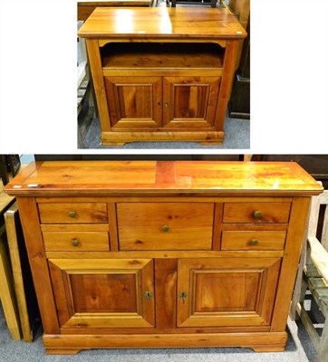 Lot 1031 - A cherry wood sideboard and a television cabinet