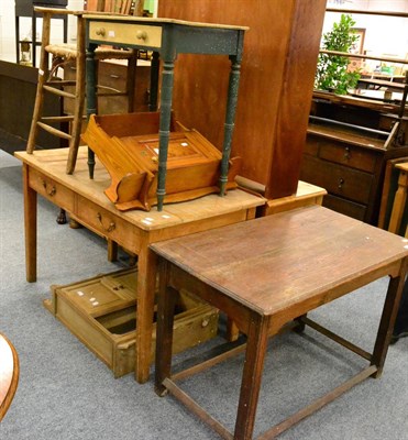 Lot 1036 - An oak side table and a two drawer side table (2)