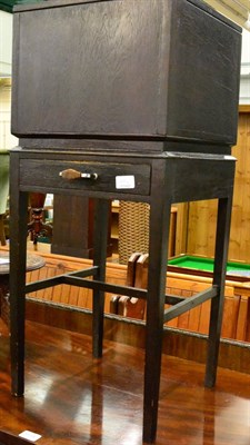 Lot 1039 - An anniversary clock with glass dome, together with an oak sewing box on stand and a small...