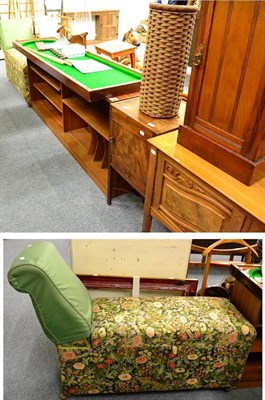 Lot 1048 - Ottoman day bed and an open mahogany bookcase/stereo unit