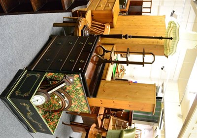 Lot 1051 - A mahogany chest of drawers, oak occasional table, a standard lamp, an oak cake stand,...