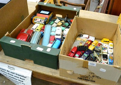 Lot 1066 - Approximately fifty various Diecast and tin plate toys, mostly play worn, some repaints (in two...