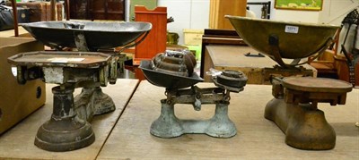 Lot 1071 - A set of W & T Avery scales together with two others and sets of weights