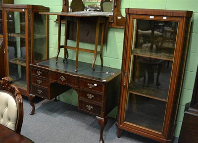 Lot 1119 - A pair of Continental satinwood lacquered and inlaid glazed display cabinets