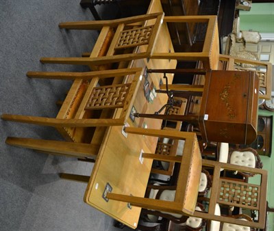 Lot 1135 - A set of six Old Mill oak dining chairs, by the Knight family, with carved overlapping lattice work