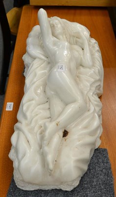 Lot 1142 - Carved white marble nude, indistinctively signed and dated 5.2001