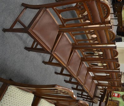 Lot 1157 - A set of seven (6+1) Art Nouveau mahogany chairs from Junior Chamber of Commerce, Goole