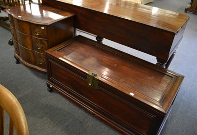 Lot 1188 - A reproduction mahogany bow fronted three height chest of drawers and an Eastern camphor wood...