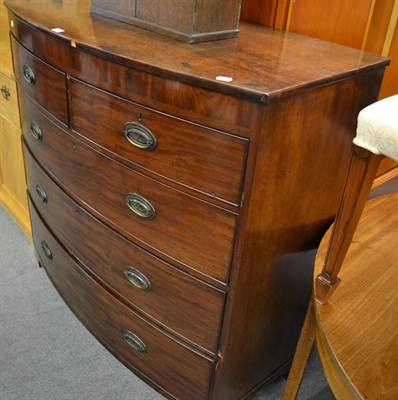 Lot 1190 - A 19th century mahogany bow fronted four height chest of drawers