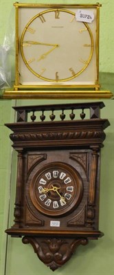 Lot 1212 - A French Provincial wall clock of architectural form, twin-train movement; together with a...