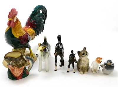 Lot 16 - A tray containing Beswick, Royal Doulton and Royal Copenhagen animals and a Royal Doulton character