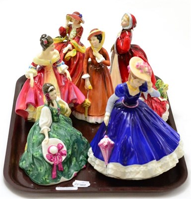 Lot 20 - A group of seven Royal Doulton figures including Mary, Elyse, Southern Belle, Top 'O' the hill...