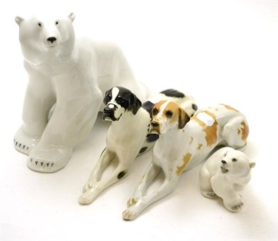 Lot 39 - USSR polar bear and cub and two USSR dogs (4)