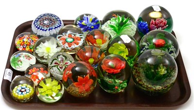 Lot 45 - Two Murano glass paperweights and seventeen other paperweights