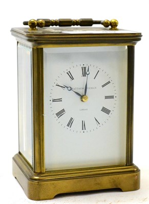 Lot 46 - A brass cased carriage time piece
