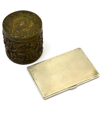 Lot 62 - A Garrard & Co silver cigarette case and a brass container with a collection of Victorian and later