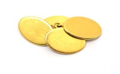 Lot 83 - A pair of gold oval cufflinks stamped 18ct